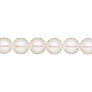 Pearl Akoya cultured saltwater 1pk white, 7.5-8mm round B grade bleached 15.5-16 inch