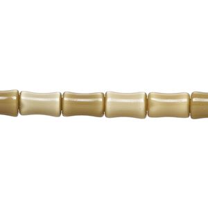 Bead, cat's eye glass (fiber optic glass), khaki, 9x5mm-10x7mm bamboo. Sold per 14-inch strand, approximately 40 beads.
