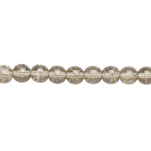 Bead, Czech crackle glass druk, smoky, 6mm round. Sold per 15-1/2" to 16" strand, approximately 65 beads.
