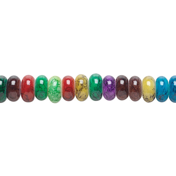 Bead, glass, jewel tones, 6x3mm rondelle. Sold per 36-inch strand. image number 0