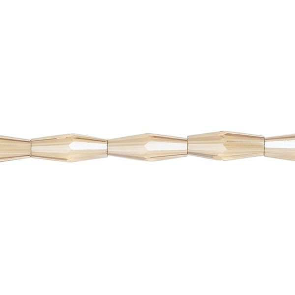 Bead, glass, crystal golden shadow, 12x4mm long bicone. Sold per 15-1/2 to 16-inch strand. image number 0