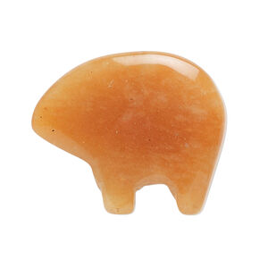 Red aventurine 1pkg1, top-drilled and half-drilled Zuni-style bear focal natural, 28x20mm-33x28mm