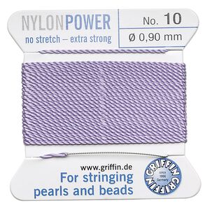 Thread, Griffin, nylon, lilac, size #10. Sold per 2-meter card (approximately 78 inches).