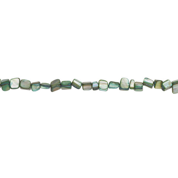 Mother-of-pearl shell 1pkg1, triangle tube bead 14 inch forest green 6x5mm-9x8mm image number 1