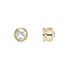 Spacer, glass rhinestone and gold-finished "pewter" (zinc-based alloy), clear, 9x8mm cross-drilled round with 7mm chaton. Sold per pkg of 6. image number 0