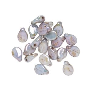 Bead, Preciosa Pip™, Czech pressed glass, opaque pale green porcelain, 7x5mm top-drilled pip. Sold per pkg of 30.