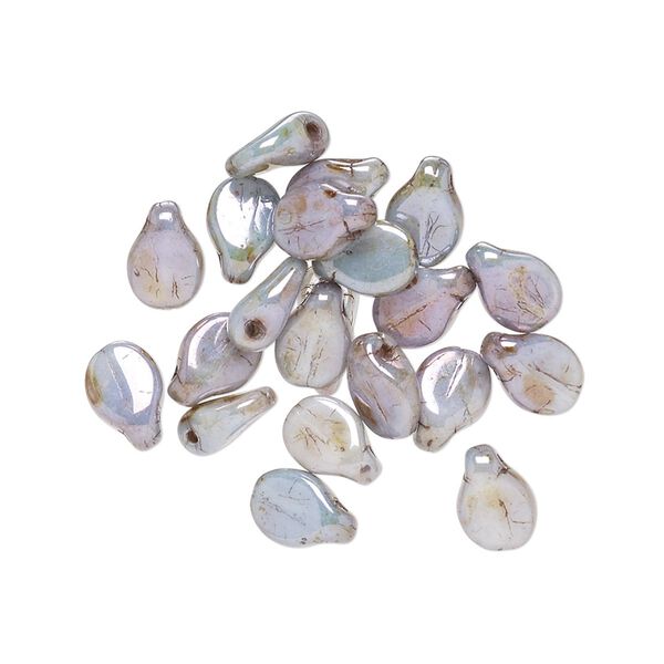 Bead, Preciosa Pip™, Czech pressed glass, opaque pale green porcelain, 7x5mm top-drilled pip. Sold per pkg of 30. image number 0