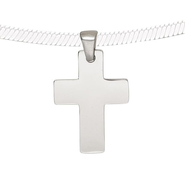 Pendant, stainless steel, 25x18mm cross. Sold individually. image number 0