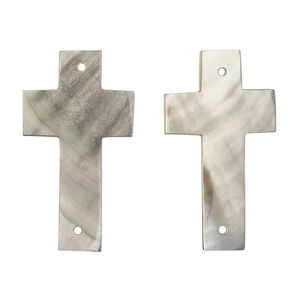 Link, black lip shell (natural), 29x17mm hand-cut single-sided cross, Mohs hardness 3-1/2. Sold per pkg of 2.