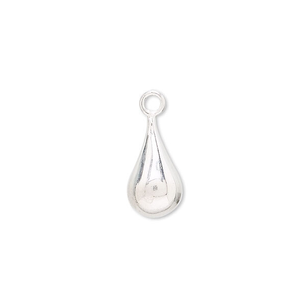 Drop, sterling silver, 15x8mm teardrop. Sold individually. image number 0