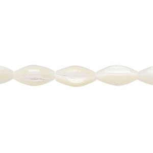 Bead, mother-of-pearl shell (bleached), white, 12x6mm oval, Mohs hardness 3-1/2. Sold per 15-1/2" to 16" strand.