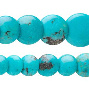 Turquoise 1pkg1, lentil-drilled lentil bead 15.5-16 inch graduated 6-16mm