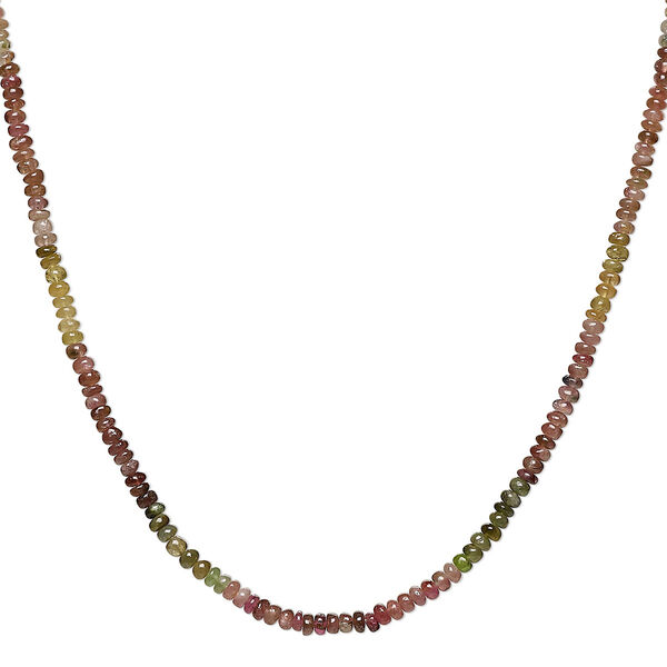 Bead, multi-tourmaline (natural), 3x1mm-4x3mm hand-cut rondelle in set pattern with 0.4-1mm hole, B- grade, Mohs hardness 7 to 7-1/2. Sold per 13-inch strand, approximately 130 beads. image number 0