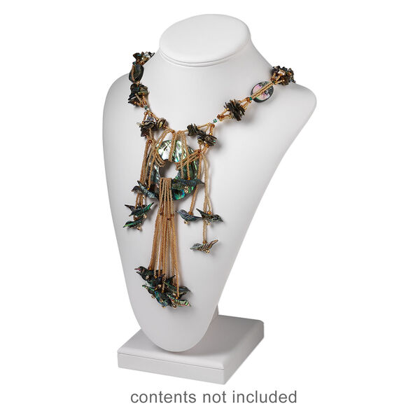 Display, necklace, leatherette, white. 13-1/2 x 9 x 6 inch pedestal. Sold individually. image number 0