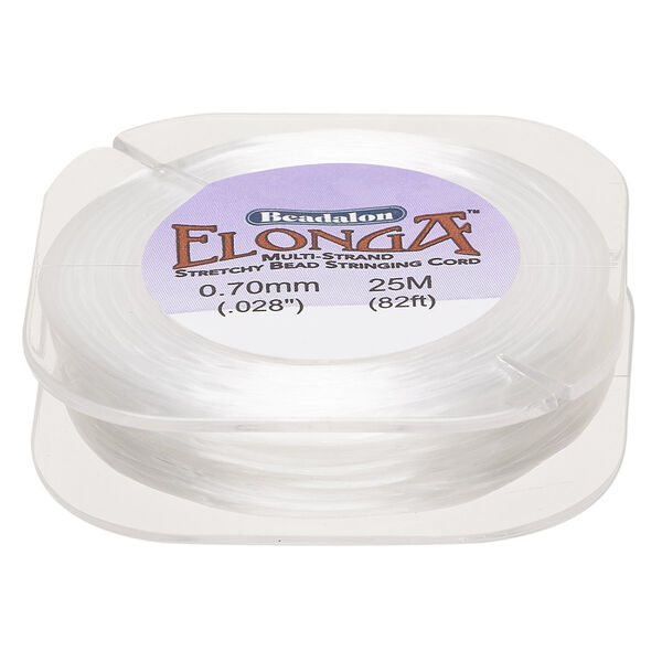 Cord, Beadalon® Elonga™, elastic, white, 0.7mm, 7-pound test. Sold per 25-meter spool. image number 0