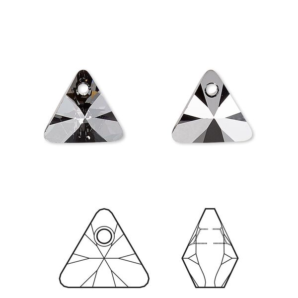 Drop 12pk crystal silver night, Crystal Passions® 12mm pendant mini triangle 6628 image number 0