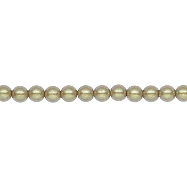 Pearl 50pk pearlescent khaki, Preciosa Czech crystal 4mm round image number 0