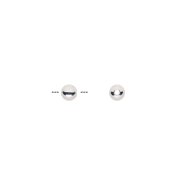 Bead, ultra silver-plated brass, 4mm round. Sold per pkg of 100. image number 0