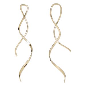 Ear wire 1pkg2 14Kt gold-filled, 2 inch flat ribbon / right and left, 18 gauge 1 pair