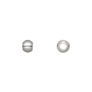 Bead, sterling silver, 6mm large-hole round. Sold per pkg of 2.