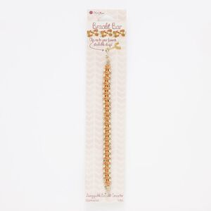 Bracelet component, gold-finished "pewter" (zinc-based alloy) / steel / cotton, orange, 10mm wide, 6 inches. Sold individually.