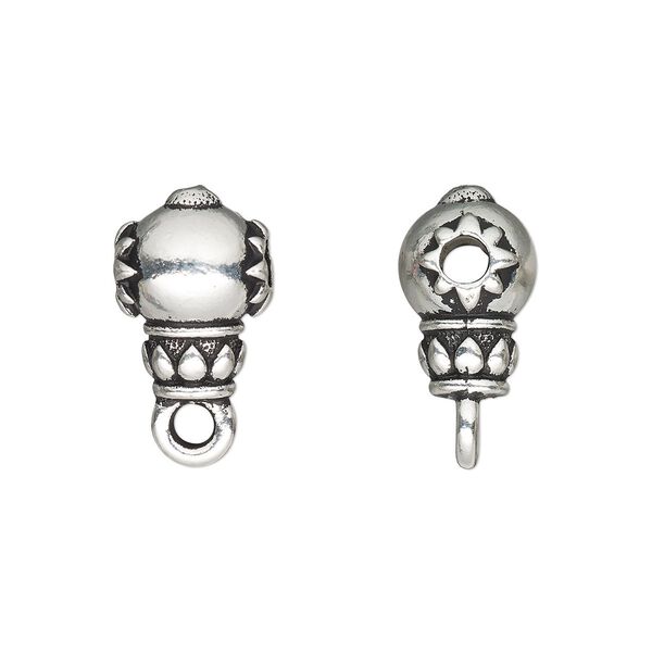 Bead, TierraCast®, "Soulful Spirit" collection, antique silver-plated pewter (tin-based alloy), 12x9mm lotus guru with closed loop. Sold per pkg of 2. image number 0