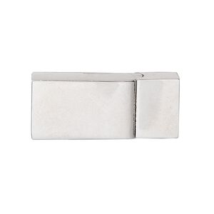 Clasp magnetic slide lock 1pkg1 imitation rhodium-plated "pewter" (zinc alloy), 30x13mm rectangle / fits 11x5.5mm cord, 1-strand