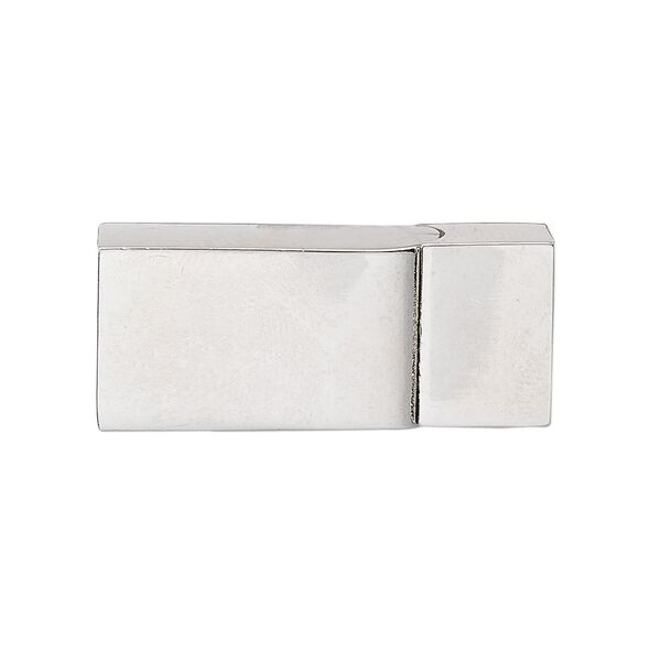 Clasp, magnetic slide lock, imitation rhodium-plated "pewter" (zinc-based alloy), 30x13mm rectangle with glue-in ends, 11x5.5mm inside diameter. Sold individually. image number 0