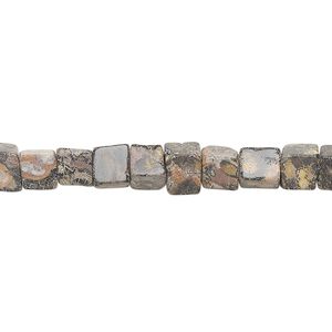 Leopardskin jasper 1pkg1, cube bead natural 15 inch 4-6mm