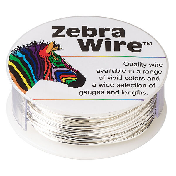 Wire, Zebra Wire™, silver-plated copper, round, 18 gauge. Sold per 1/4-pound spool, approximately 17 yards. image number 0