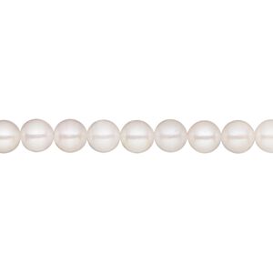 Pearl Akoya cultured saltwater 1pk white, 5-5.5mm round B grade bleached 15.5-16 inch