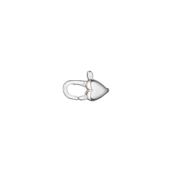 Clasp, lobster claw, sterling silver, 11x5mm heart. Sold individually. image number 0