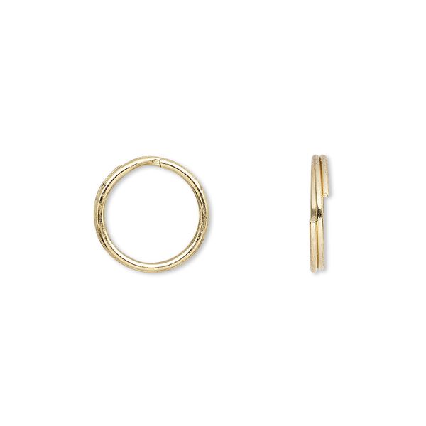 Split ring, gold-finished steel, 12mm round with 10.4mm inside diameter. Sold per pkg of 100. image number 0