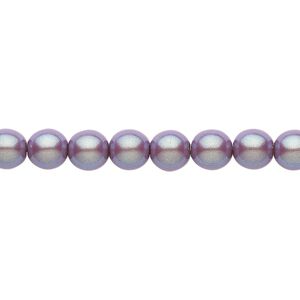 Bead, Czech pearl-coated glass druk, opaque iridescent purple/grey, 6mm round. Sold per 15-1/2" to 16" strand.