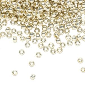 Seed bead, TOHO BEADS®, glass, pkg/250g, #8 round, opaque galvanized PermaFinish aluminum (TR-08-PF558).