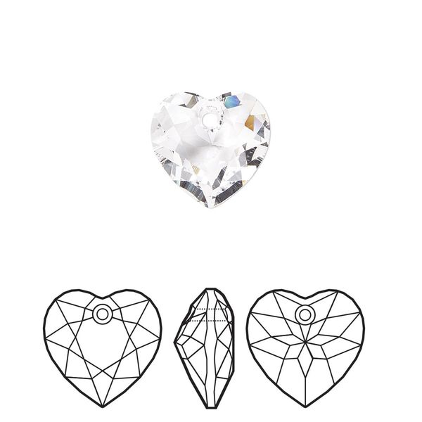 Drop 48pk crystal, Swarovski® 10.5mm pendant heart cut 6432 image number 0