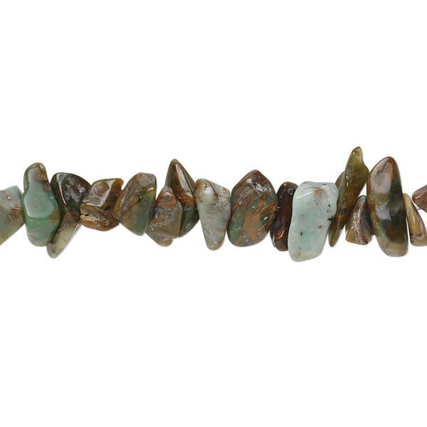 Bead, green "opal" (chalcedony) (natural), small chip, Mohs hardness 5 to 6-1/2. Sold per 36-inch strand. image number 0