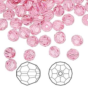 Bead 144pk rose, Crystal Passions® 6mm round 5000