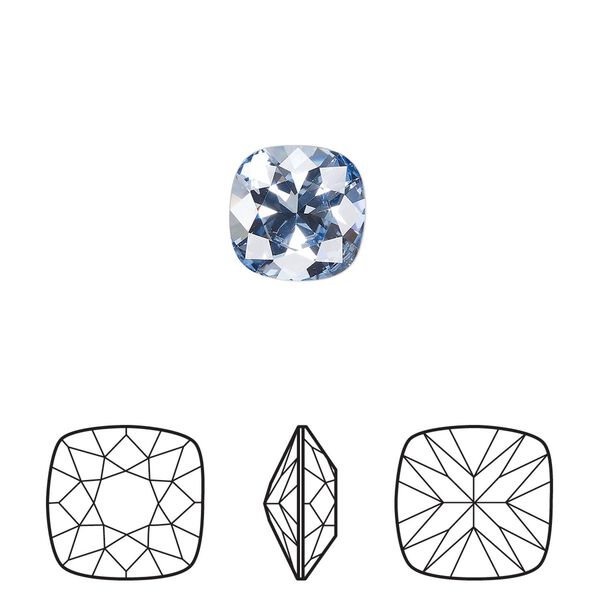Fancy stone 144pk light sapphire foil back, Swarovski® 10mm cushion 4470 image number 0