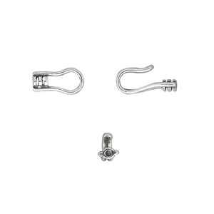 Clasp hook&eye 1pkg2 sterling silver, 15x5mm / fits 1mm cord, 1-strand