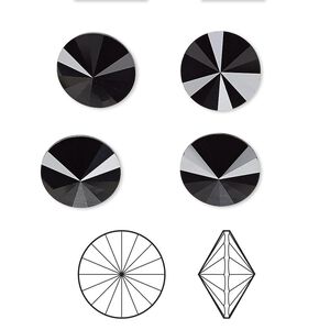 Chaton 4pk jet, Crystal Passions® 10.54-10.91mm rivoli SS47 1122