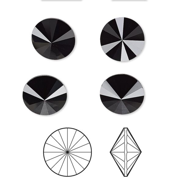 Chaton 4pk jet, Crystal Passions® 10.54-10.91mm rivoli SS47 1122 image number 0