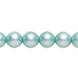 Bead, Czech glass druk, opaque satin green, 10mm round. Sold per 15-1/2" to 16" strand.