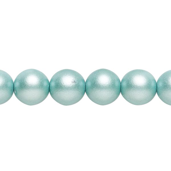 Bead, Czech glass druk, opaque satin green, 10mm round. Sold per 15-1/2" to 16" strand. image number 0