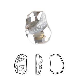 Fancy stone 1pk crystal silver shade foil back, Crystal Passions® 19x13mm flat divine rock 4787