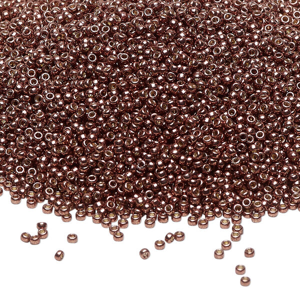 Seed bead, Miyuki, glass, pkg/35g, #15 rocaille, Duracoat® opaque galvanized bronze, (RR-4213). image number 0