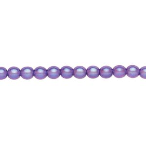 Bead, Czech pressed glass, pearlized dark blue, 4mm round. Sold per 15-1/2" to 16" strand, approximately 100 beads.