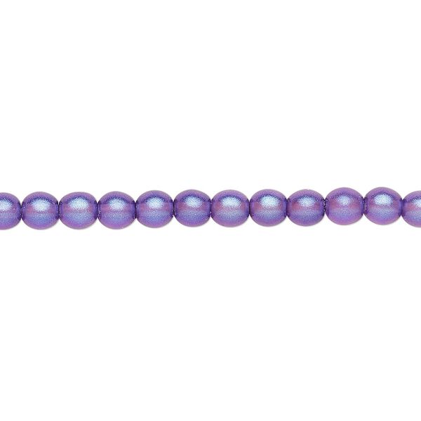 Bead, Czech pressed glass, pearlized dark blue, 4mm round. Sold per 15-1/2" to 16" strand, approximately 100 beads. image number 0
