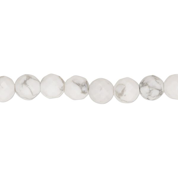 Howlite 1pkg1, faceted round bead natural 15.5-16 inch 6mm image number 0