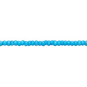 Bead, bone (dyed), turquoise blue, 2mm round. Sold per 15-1/2" to 16" strand.